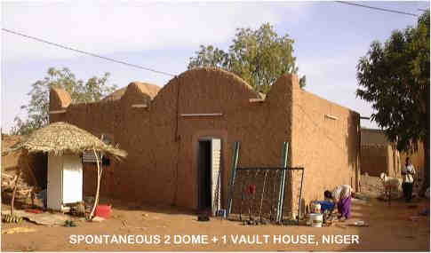 Spontaneous 2 dome + 1 vault house, Niger.