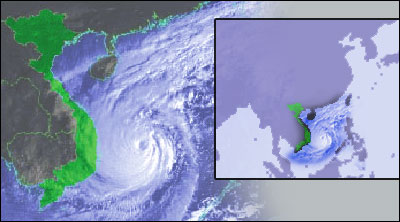 satellite image of typhoon above Viet Nam