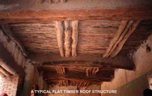 A typical flat timber roof structure